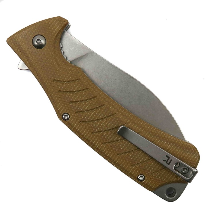 Couteau REVO Ness Coyote Lame Acier D2 Manche G10 IKBS Linerlock CLip REVNESSBRN - Livraison Gratuite