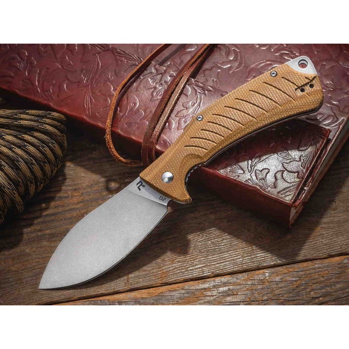 Couteau REVO Ness Coyote Lame Acier D2 Manche G10 IKBS Linerlock CLip REVNESSBRN - Livraison Gratuite