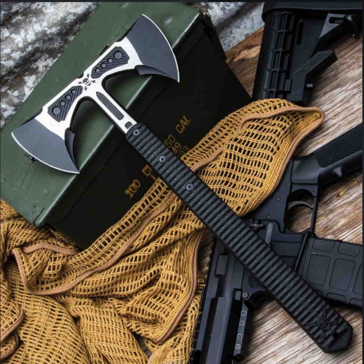 Hache United Cutlery M48 Liberator Double Headed Infantry Tomahawk Acier Inox Etui Nylon UC3429 - Livraison Gratuite