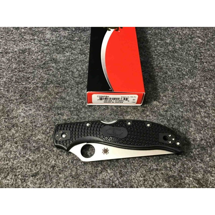 Couteau Spyderco Stretch 2 XL Plain Lame Acier VG-10 Manche FRN Lockback Made In Japan SC258PBK - Livraison Gratuite
