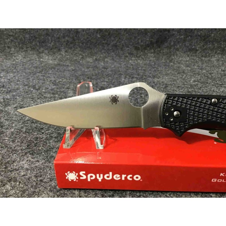 Couteau Spyderco Stretch 2 XL Plain Lame Acier VG-10 Manche FRN Lockback Made In Japan SC258PBK - Livraison Gratuite