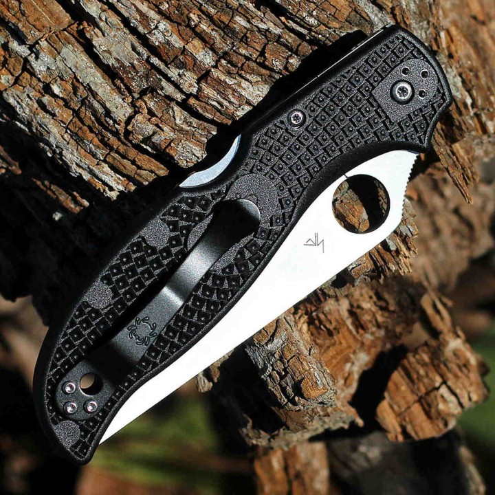 Couteau Spyderco Stretch 2 XL Plain Lame Acier VG-10 Manche FRN Lockback Made In Japan SC258PBK - Livraison Gratuite