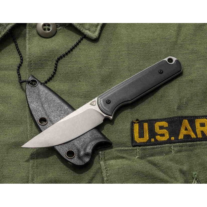 Couteau Ferrum Forge Lackey Black Lame Acier 9Cr18MoV Manche G10 Etui Kydex FF0019CR - Livraison Gratuite