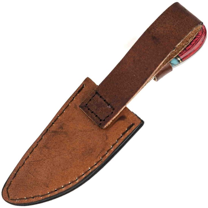 Lot de 2 Couteau Bushcraft Redtail Hunter Lame Acier Carbone 1055 Manche Os/Bois Etui Cuir PA203439 - Livraison Gratuite