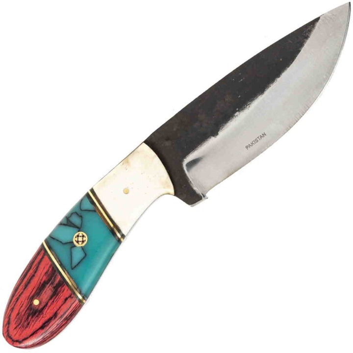 Lot de 2 Couteau Bushcraft Redtail Hunter Lame Acier Carbone 1055 Manche Os/Bois Etui Cuir PA203439 - Livraison Gratuite