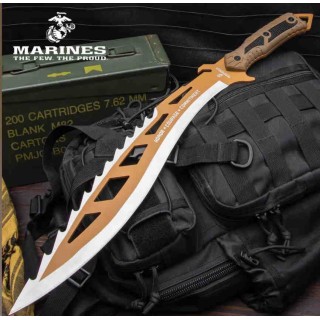 Machette USMC Desert Ops Sawback Kukri Lame Acier Inox Manche ABS Etui Nylon UC3506 - Livraison Gratuite