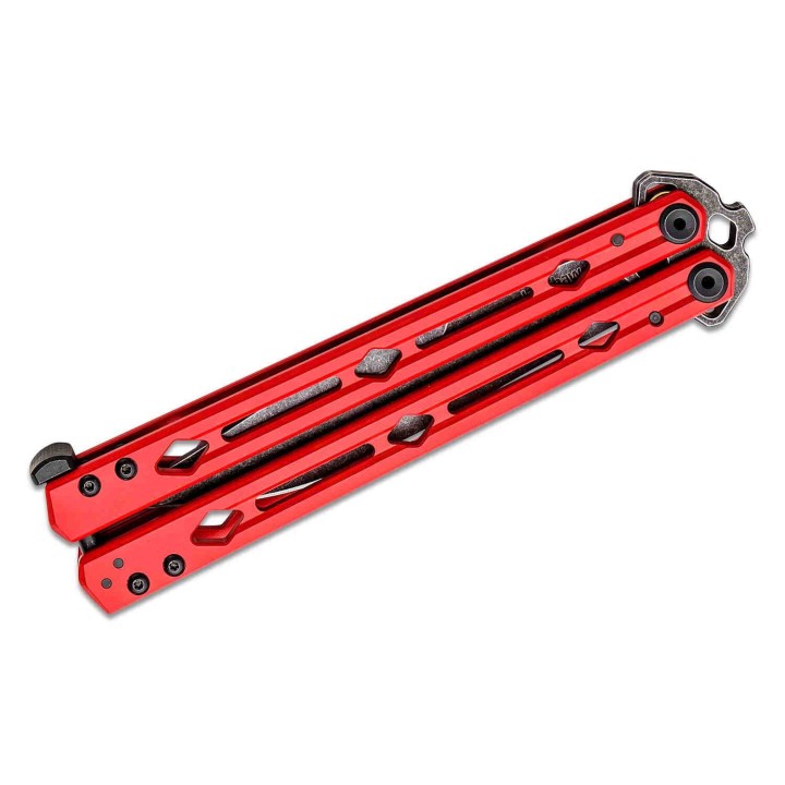 Couteau Kershaw Lucha Balisong Butterfly Stonewash Lame Acier 14C28N Manche Red KIVT Made In USA KS5150RDBW - Livraison Gratuite