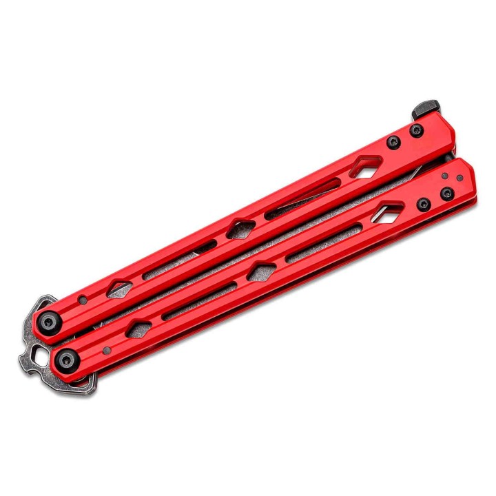 Couteau Kershaw Lucha Balisong Butterfly Stonewash Lame Acier 14C28N Manche Red KIVT Made In USA KS5150RDBW - Livraison Gratuite