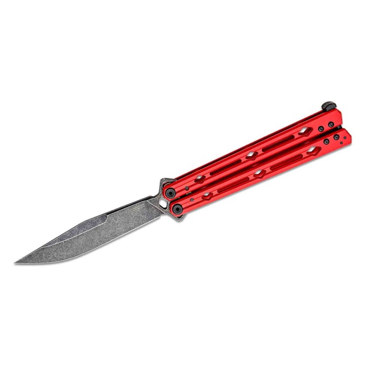 Couteau Kershaw Lucha Balisong Butterfly Stonewash Lame Acier 14C28N Manche Red KIVT Made In USA KS5150RDBW - Livraison Gratuite