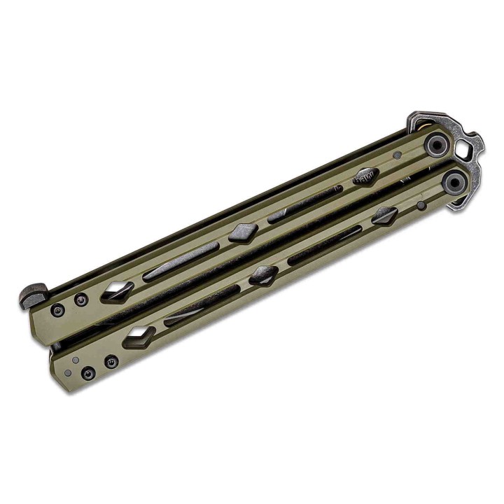 Couteau Kershaw Lucha Balisong Butterfly Stonewash Lame Acier 14C28N Manche Green KIVT USA KS5150ODBW - Livraison Gratuite