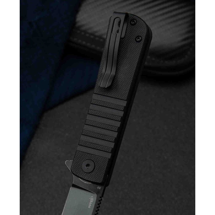 Couteau Bestech Titan Black D2 Lame Tanto Acier D2 Manche G10 IKBS Linerlock Clip BTKG49A5 - Livraison Gratuite