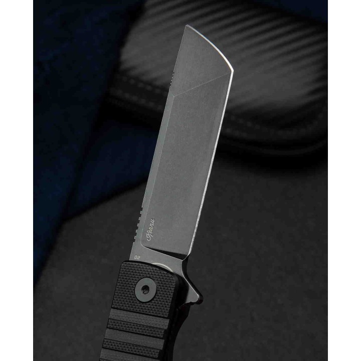 Couteau Bestech Titan Black D2 Lame Tanto Acier D2 Manche G10 IKBS Linerlock Clip BTKG49A5 - Livraison Gratuite