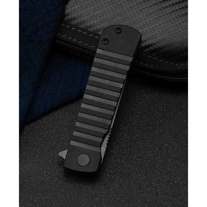 Couteau Bestech Titan Black D2 Lame Tanto Acier D2 Manche G10 IKBS Linerlock Clip BTKG49A5 - Livraison Gratuite