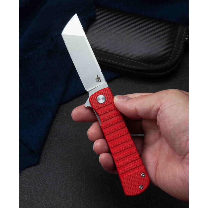Couteau Bestech Titan Red Lame Tanto Acier D2 Manche G10 IKBS Linerlock Clip BTKG49A3 - Livraison Gratuite