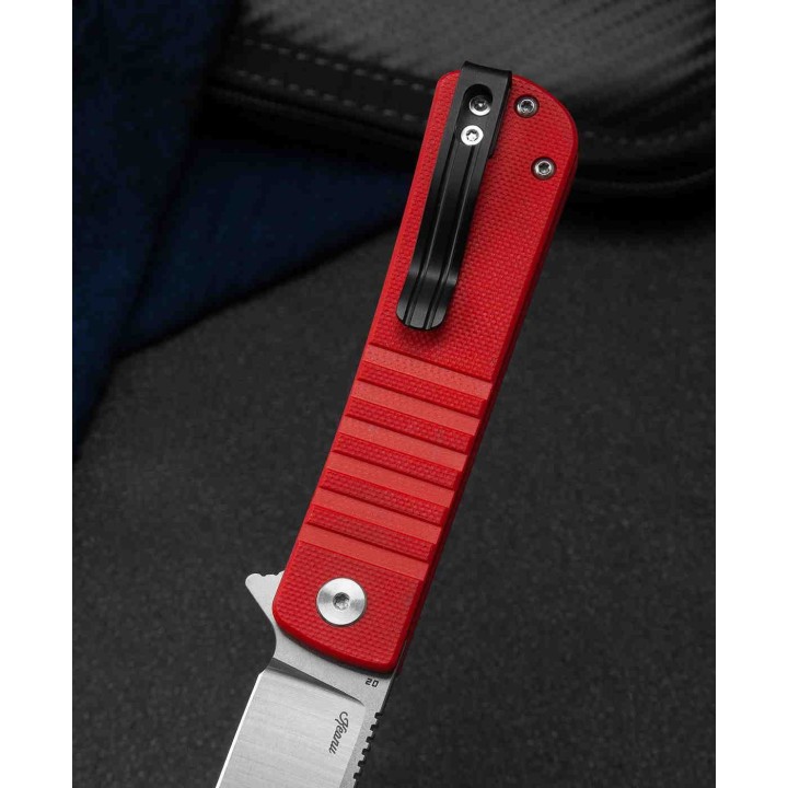 Couteau Bestech Titan Red Lame Tanto Acier D2 Manche G10 IKBS Linerlock Clip BTKG49A3 - Livraison Gratuite