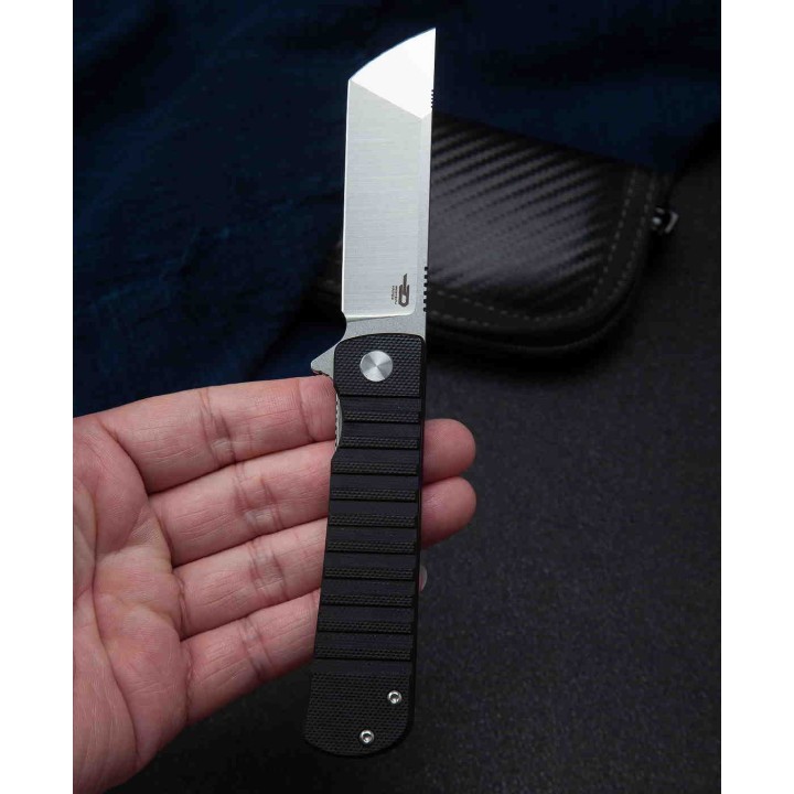 Couteau Bestech Titan Black Lame Tanto Acier D2 Manche G10 IKBS Linerlock Clip BTKG49A1 - Livraison Gratuite