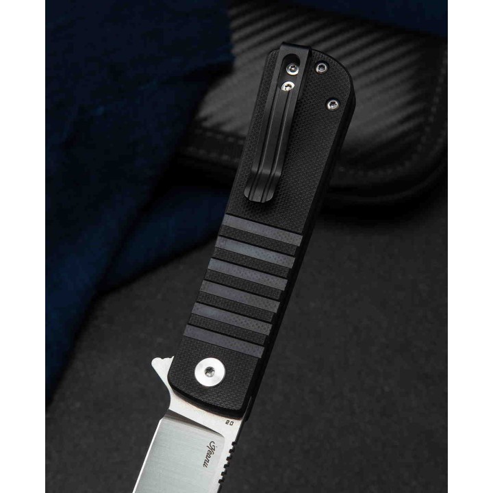 Couteau Bestech Titan Black Lame Tanto Acier D2 Manche G10 IKBS Linerlock Clip BTKG49A1 - Livraison Gratuite