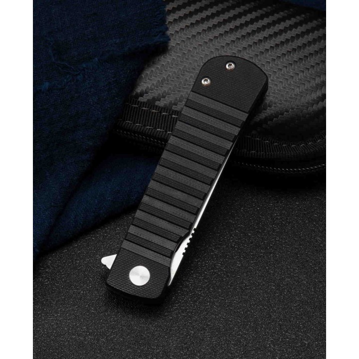 Couteau Bestech Titan Black Lame Tanto Acier D2 Manche G10 IKBS Linerlock Clip BTKG49A1 - Livraison Gratuite