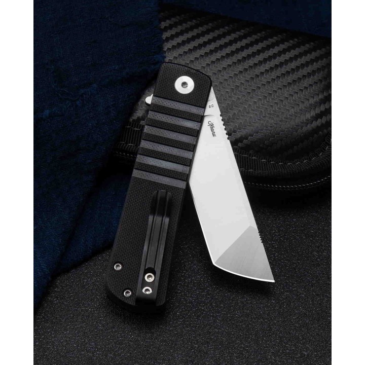 Couteau Bestech Titan Black Lame Tanto Acier D2 Manche G10 IKBS Linerlock Clip BTKG49A1 - Livraison Gratuite