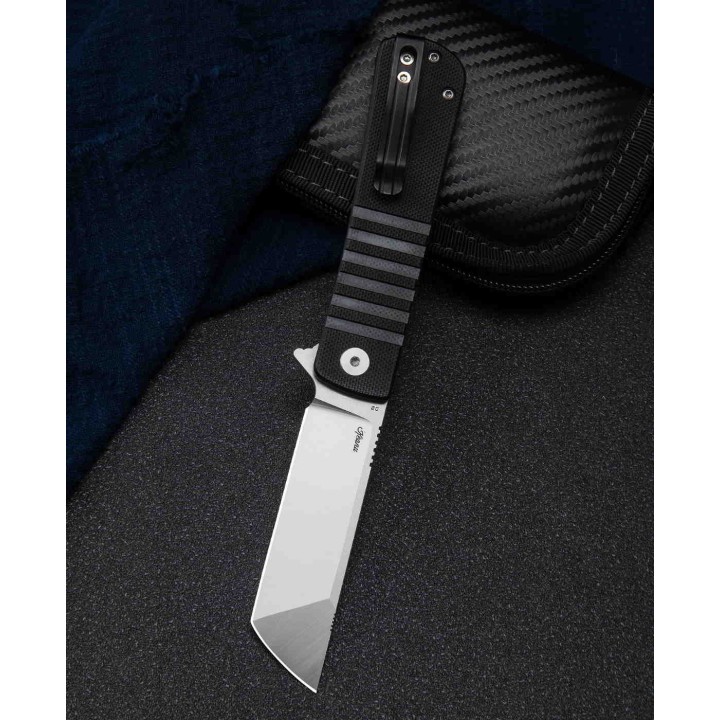 Couteau Bestech Titan Black Lame Tanto Acier D2 Manche G10 IKBS Linerlock Clip BTKG49A1 - Livraison Gratuite