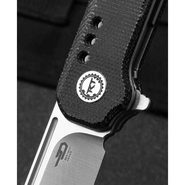 Couteau Bestech Syntax Black Lame Acier 154CM Manche Micarta IKBS Linerlock Clip BTKG41D - Livraison Gratuite