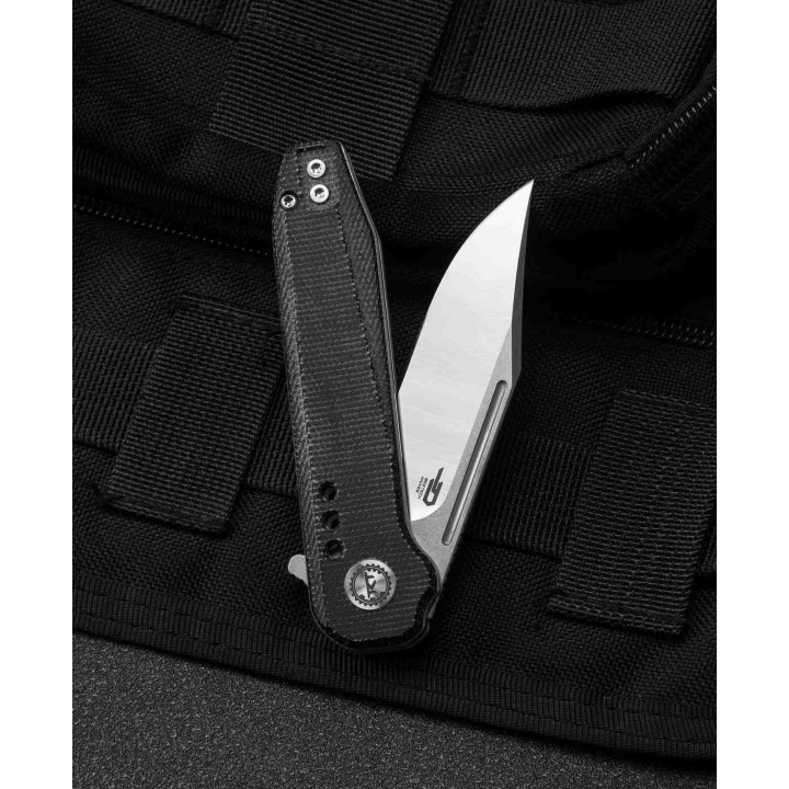 Couteau Bestech Syntax Black Lame Acier 154CM Manche Micarta IKBS Linerlock Clip BTKG41D - Livraison Gratuite