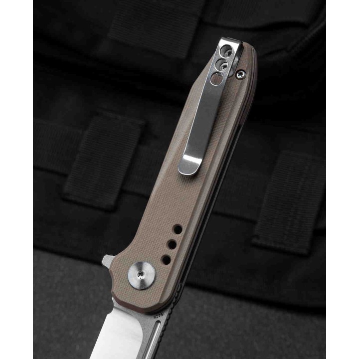 Couteau Bestech Syntax Beige Lame Acier 154CM Manche G10 IKBS Linerlock Clip BTKG41B - Livraison Gratuite
