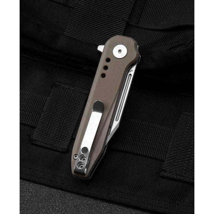 Couteau Bestech Syntax Beige Lame Acier 154CM Manche G10 IKBS Linerlock Clip BTKG41B - Livraison Gratuite