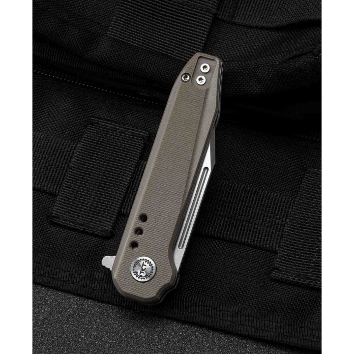 Couteau Bestech Syntax Beige Lame Acier 154CM Manche G10 IKBS Linerlock Clip BTKG41B - Livraison Gratuite