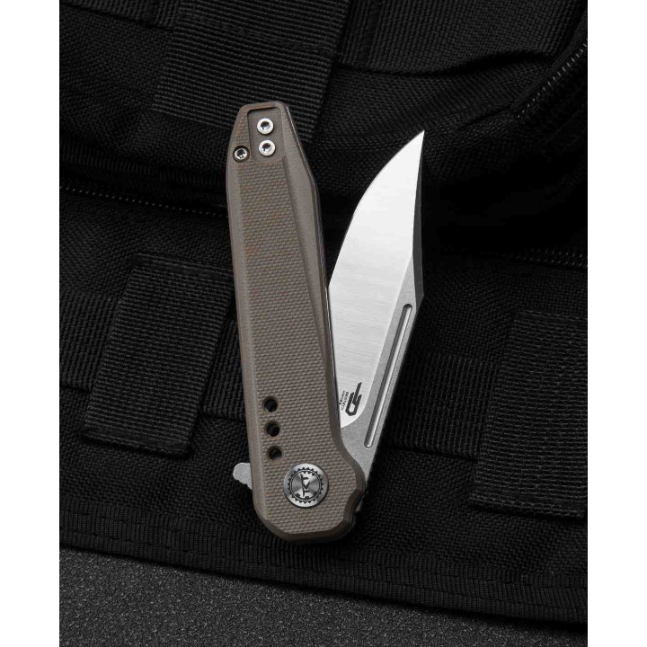 Couteau Bestech Syntax Beige Lame Acier 154CM Manche G10 IKBS Linerlock Clip BTKG41B - Livraison Gratuite