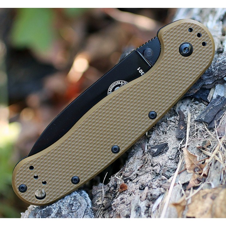 Couteau Esee Avispa Coyote Lame Black Acier D2 Manche FRN Framelock BRK1302CBB - Livraison Gratuite
