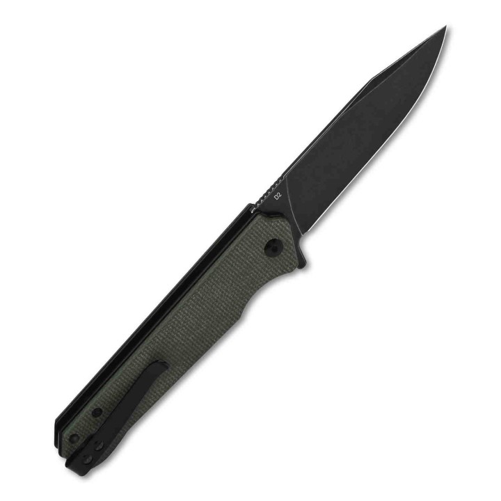 Couteau QSP Mamba V2 Green Lame Acier D2 Black Manche Micarta IKBS Linerlock Clip QS111I2 - Livraison Gratuite