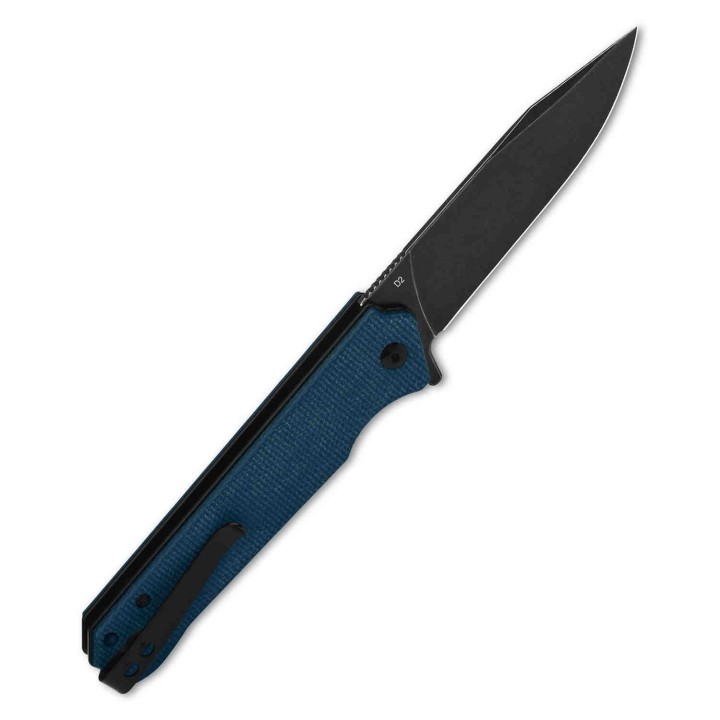 Couteau QSP Mamba V2 Blue Lame Acier D2 Black Manche Micarta IKBS Linerlock Clip QS111H2 - Livraison Gratuite