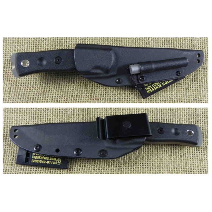 Couteau TOPS BOB Fieldcraft Lame Acier 154CM Manche G10 Etui Kydex USA TPBROS154BLK10 - Livraison Gratuite