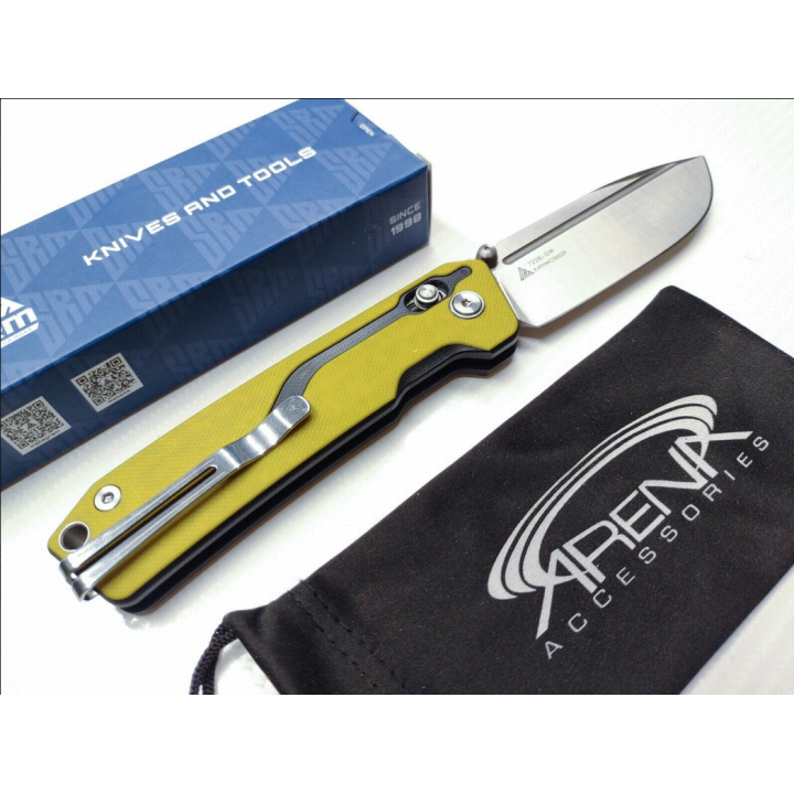 Couteau SRM 7228L Ambi Lock Lame VG10 Manche Yellow G10 Clip SRM7228LGW - Livraison Gratuite