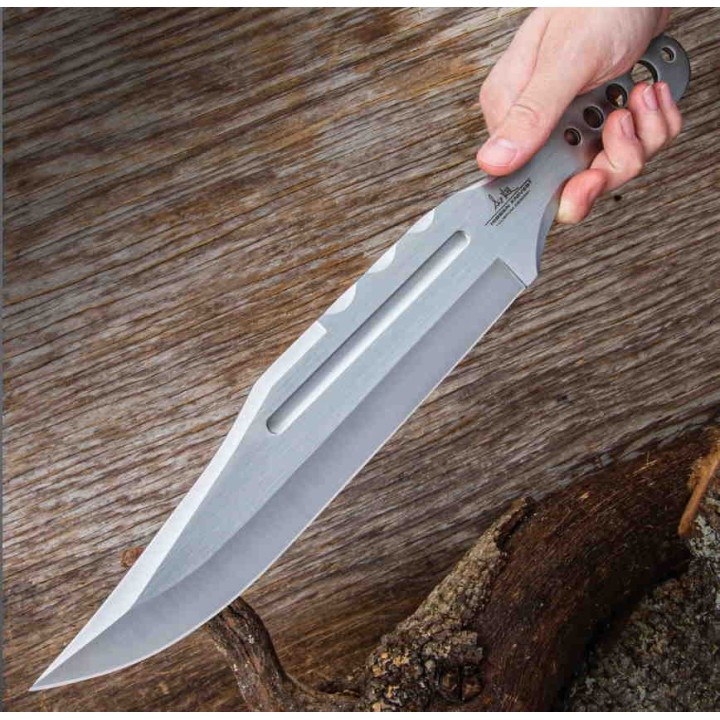 Couteau de Lancer Hibben III Throwing Lame Acier 3Cr13 Manche Acier Etui Cuir GH5107 - Livraison Gratuite