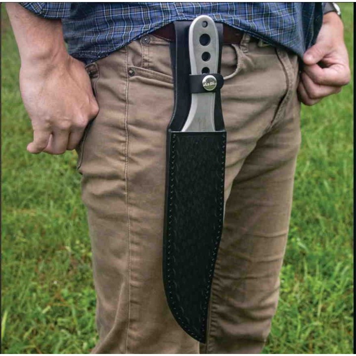 Couteau de Lancer Hibben III Throwing Lame Acier 3Cr13 Manche Acier Etui Cuir GH5107 - Livraison Gratuite