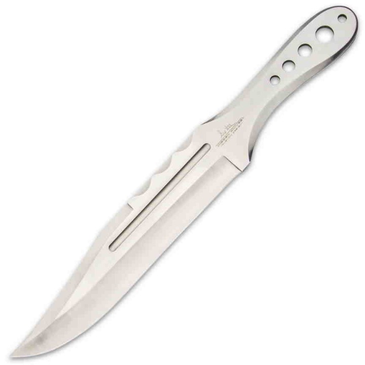 Couteau de Lancer Hibben III Throwing Lame Acier 3Cr13 Manche Acier Etui Cuir GH5107 - Livraison Gratuite
