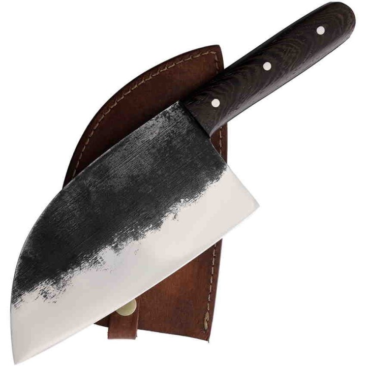 Couteau Couperet BenJahmin Knives Camp Cleaver Lame Acier 440 Manche Bois Etui Cuir BKA007 - Livraison Gratuite