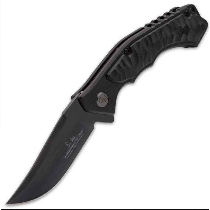 Couteau Hibben Whirlwind Black Lame Acier 7Cr17 Manche G10/6061 IKBS Linerlock Clip GH5114 - Livraison Gratuite