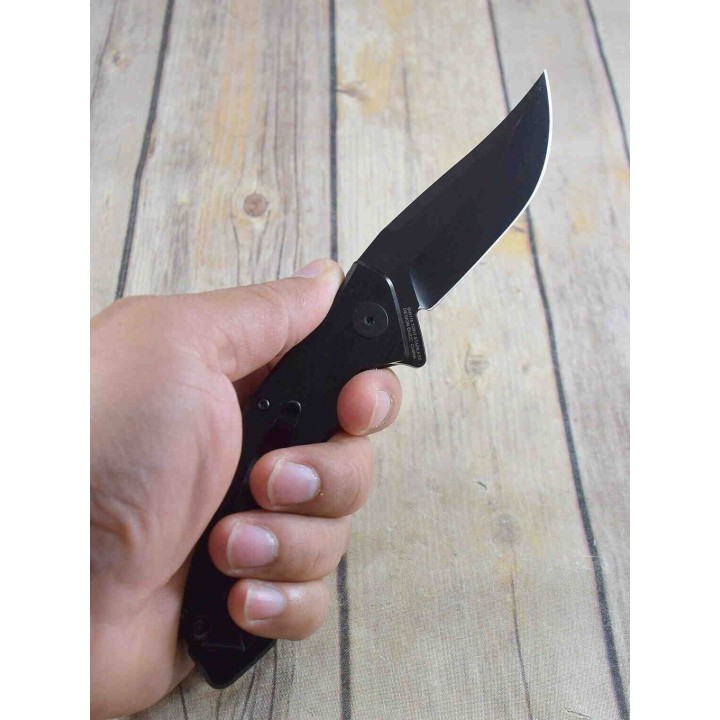 Couteau Hibben Whirlwind Black Lame Acier 7Cr17 Manche G10/6061 IKBS Linerlock Clip GH5114 - Livraison Gratuite