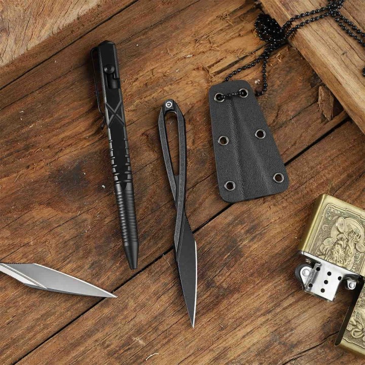 Couteau CIVIVI D-Art Neck Black Lame Acier D2 Manche Acier Etui Kydex CIVC210012 - Livraison Gratuite