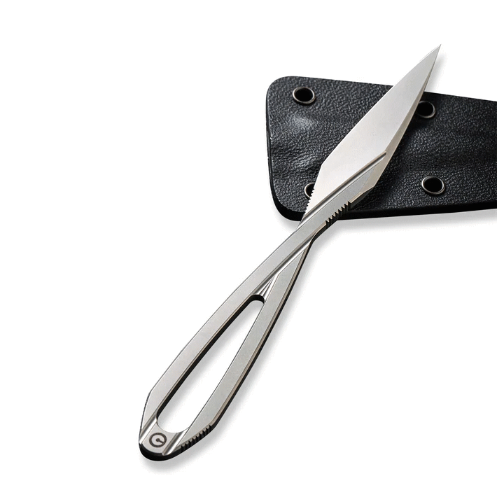 Couteau CIVIVI D-Art Neck Bead Blasted Lame Acier D2 Manche Acier Etui Kydex CIVC210011 - Livraison Gratuite