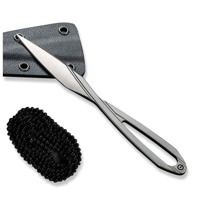 Couteau CIVIVI D-Art Neck Bead Blasted Lame Acier D2 Manche Acier Etui Kydex CIVC210011 - Livraison Gratuite