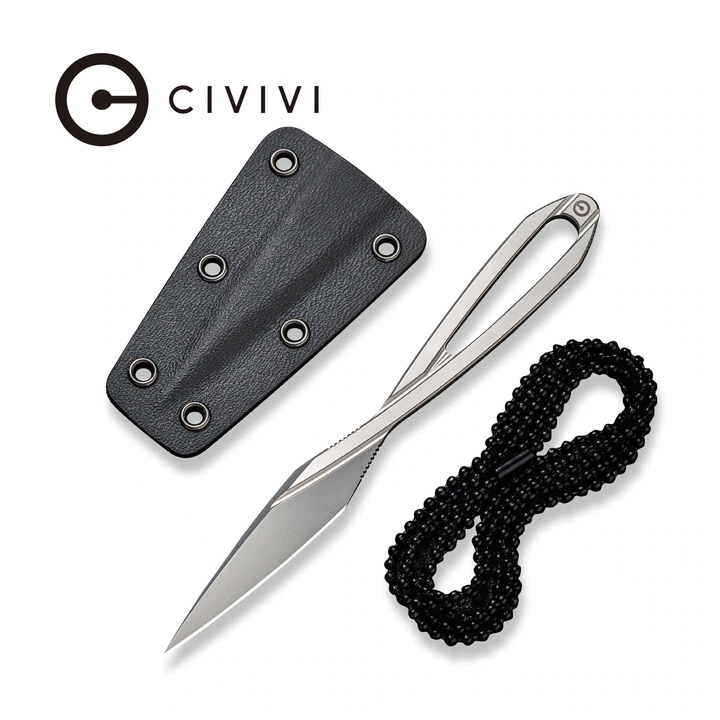 Couteau CIVIVI D-Art Neck Bead Blasted Lame Acier D2 Manche Acier Etui Kydex CIVC210011 - Livraison Gratuite