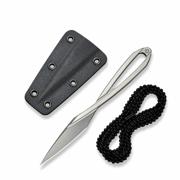Couteau CIVIVI D-Art Neck Bead Blasted Lame Acier D2 Manche Acier Etui Kydex CIVC210011 - Livraison Gratuite
