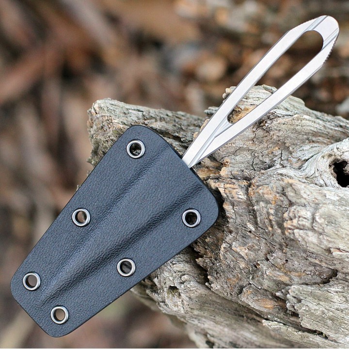 Couteau CIVIVI D-Art Neck Bead Blasted Lame Acier D2 Manche Acier Etui Kydex CIVC210011 - Livraison Gratuite