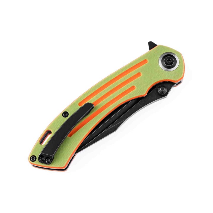 Couteau Kansept Pretatout Green/Orange Manche G10 Lame Acier 154CM IKBS Linerlock Clip KT1032T2 - Livraison Gratuite