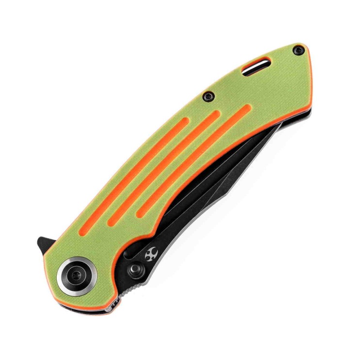 Couteau Kansept Pretatout Green/Orange Manche G10 Lame Acier 154CM IKBS Linerlock Clip KT1032T2 - Livraison Gratuite