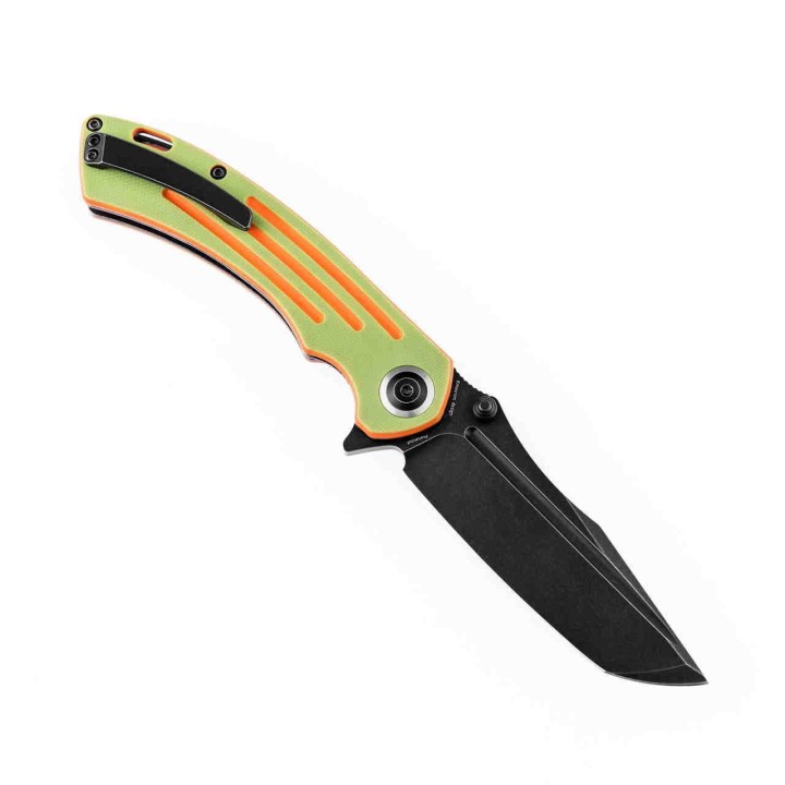 Couteau Kansept Pretatout Green/Orange Manche G10 Lame Acier 154CM IKBS Linerlock Clip KT1032T2 - Livraison Gratuite